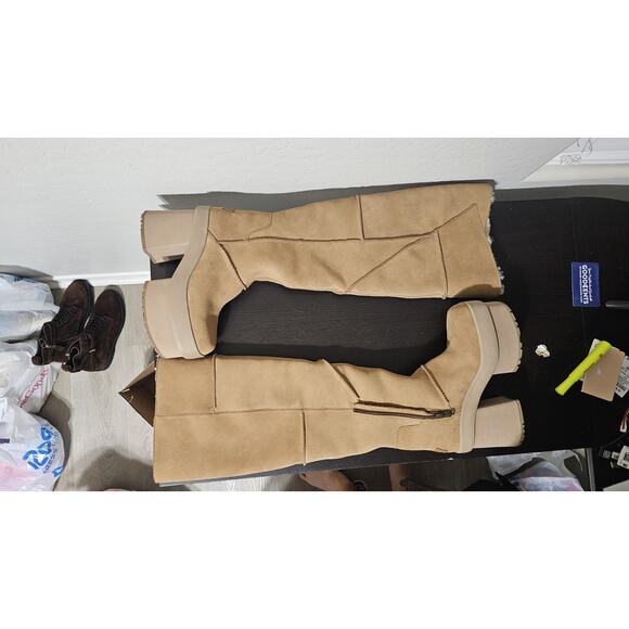 UGG New Heights Platform Xtra Chestnut Suede Women's Tall Pull-on Boots US 8 - Picture 4 of 5